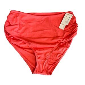 Anne Cole Plus Size 20W‎ High Waist Bikini Bottoms Juicy Coral Ruched NEW NWT